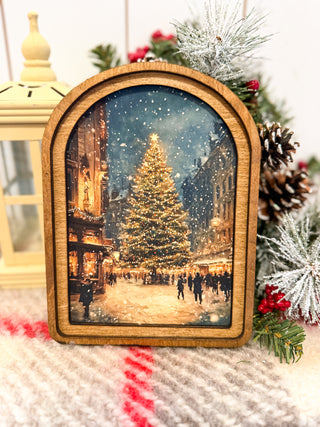 Arch Top Christmas Highland Framed Art