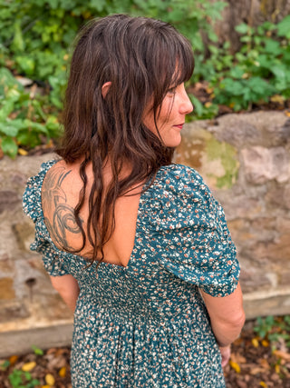 Autumn Bloom Floral Midi Dress