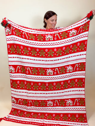 Christmas Holiday Throw Blanket with Tassel
