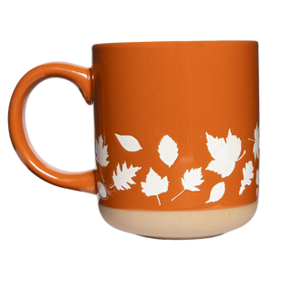 Fall Leaves Orange Stoneware Coffee Mug - Fall Decor & Gifts