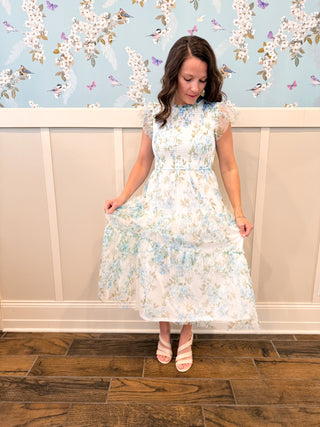 Secret Garden Maxi Dress in Blue