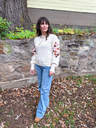 Autumn Bloom Embroidered Sweater