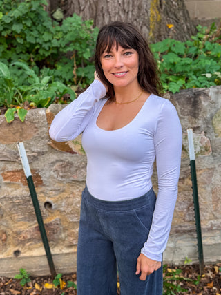 Double layered long sleeve top in white