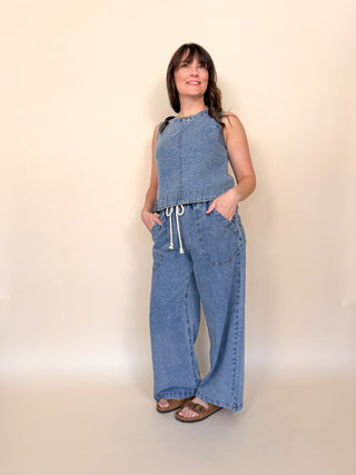 Langley Wide Leg Denim Pants