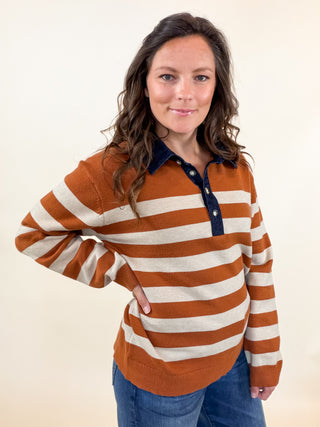 Blue Ridge Striped Polo Sweater