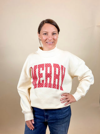 Merry Polka Dot Mock Neck Sweatshirt