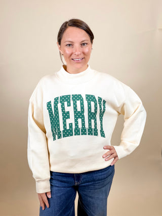 Merry Polka Dot Mock Neck Sweatshirt