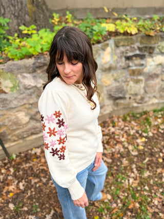 Autumn Bloom Embroidered Sweater