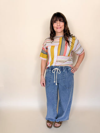 Patchwork Stripe Relaxed Tee
