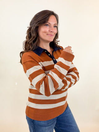 Blue Ridge Striped Polo Sweater