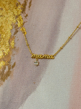 Mama Gold Crystal Short Pendant Necklace