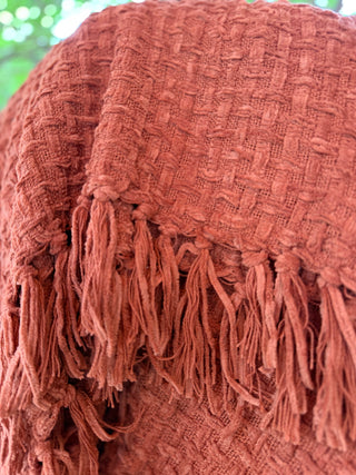 Rust Woven Chenille Throw