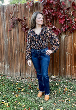 Load image into Gallery viewer, Floral Semi-Sheer Smocked Floral Long Sleeve Top
