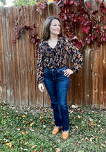 Load image into Gallery viewer, Floral Semi-Sheer Smocked Floral Long Sleeve Top
