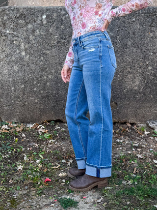 Arden Cuffed Slim Wide Jeans