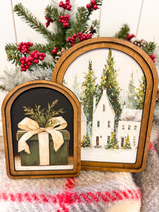 Arch Top Christmas Highland Framed Art