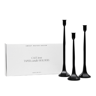 Black Cast Iron Taper Candle Holders, Set of 3 - Home Decor