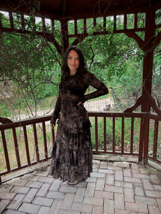 Midnight Botanica Tiered Maxi Skirt