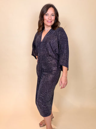 Midnight Muse Metallic Midi Dress