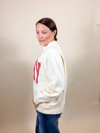 Merry Polka Dot Mock Neck Sweatshirt