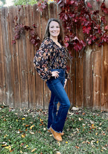 Load image into Gallery viewer, Floral Semi-Sheer Smocked Floral Long Sleeve Top
