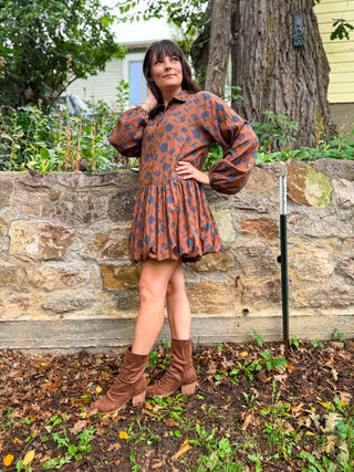 Autumn Whimsy Bubble Hem Mini Dress