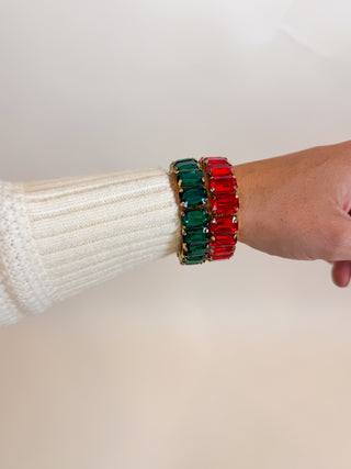 Emerald-Cut Crystal Stretch Bracelet