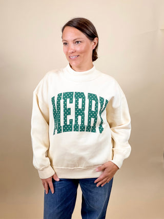 Merry Polka Dot Mock Neck Sweatshirt