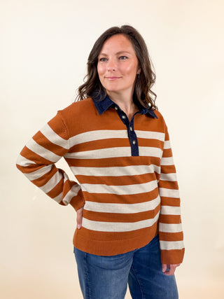Blue Ridge Striped Polo Sweater
