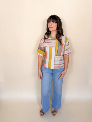 Patchwork Stripe Relaxed Tee