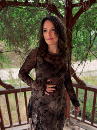 Midnight Botanica Mesh Top