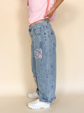 Patchwork Daydream Barrel Jeans