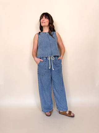 Langley Wide Leg Denim Pants