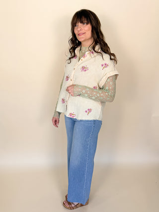 Petal Lace Mock Neck Top