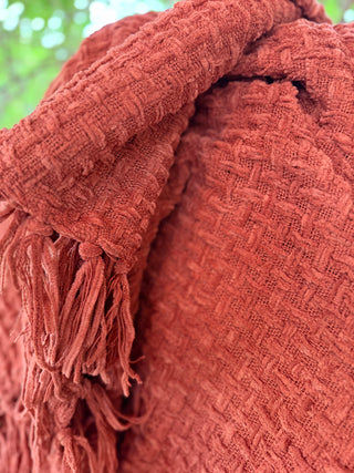 Rust Woven Chenille Throw