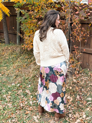 Floral Print Pleated Maxi Skirt