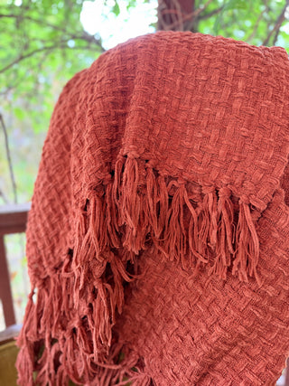 Rust Woven Chenille Throw