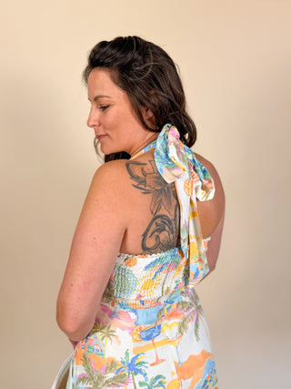 Postcard Paradise Halter Maxi Dress