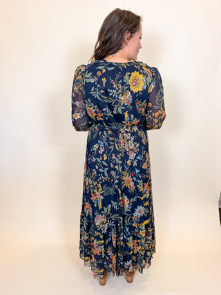 Botanical Evening Pleated Dress