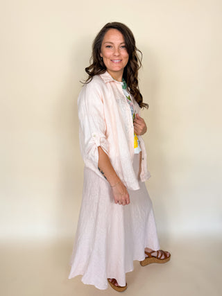 Crinkle Linen Midi Skirt
