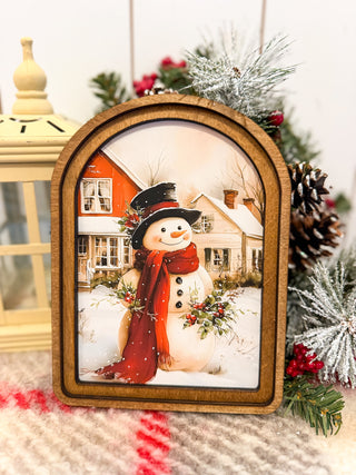 Arch Top Christmas Highland Framed Art