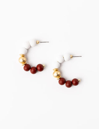 Janette Earrings | Maroon + White