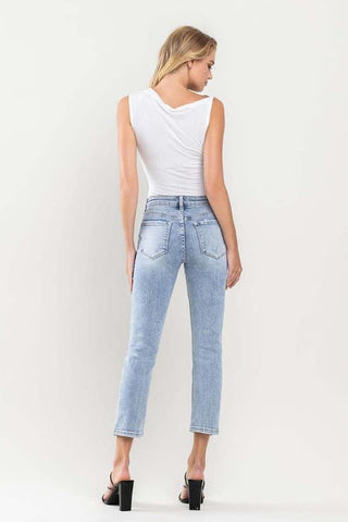 Mid-Rise Crop Slim Steaight Jeans by Vervet