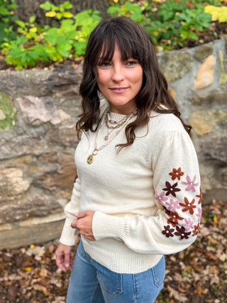 Autumn Bloom Embroidered Sweater