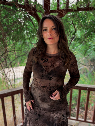 Midnight Botanica Mesh Top