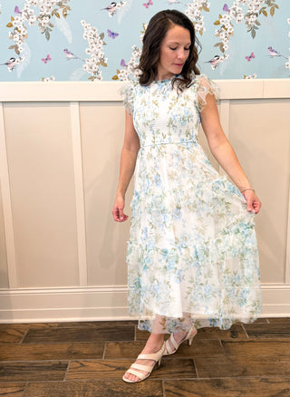 Secret Garden Maxi Dress in Blue