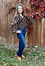 Load image into Gallery viewer, Floral Semi-Sheer Smocked Floral Long Sleeve Top
