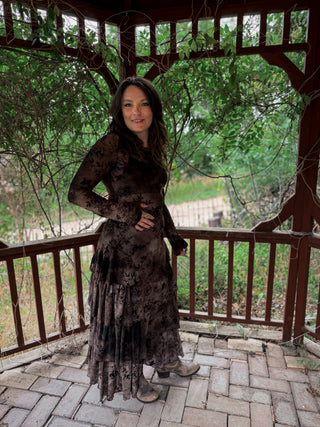 Midnight Botanica Tiered Maxi Skirt