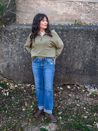 Arden Cuffed Slim Wide Jeans