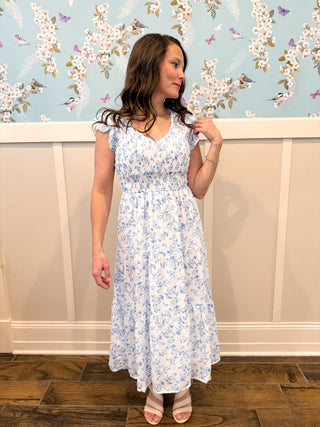 Meadow Daydream Midi Dress in Blue